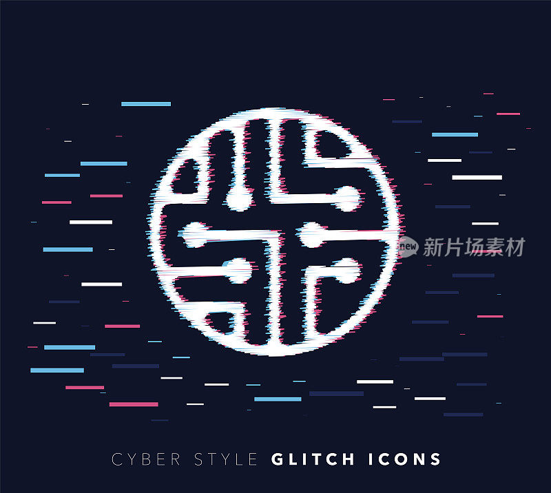 Internet of Things Glitch Effect Vector Icon Illustration